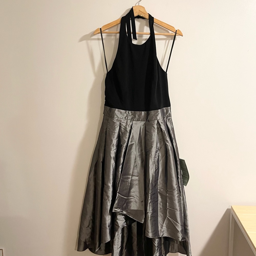 SL Fashions Black & Silver Halter Midi Dress